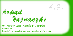 arpad hajnaczki business card